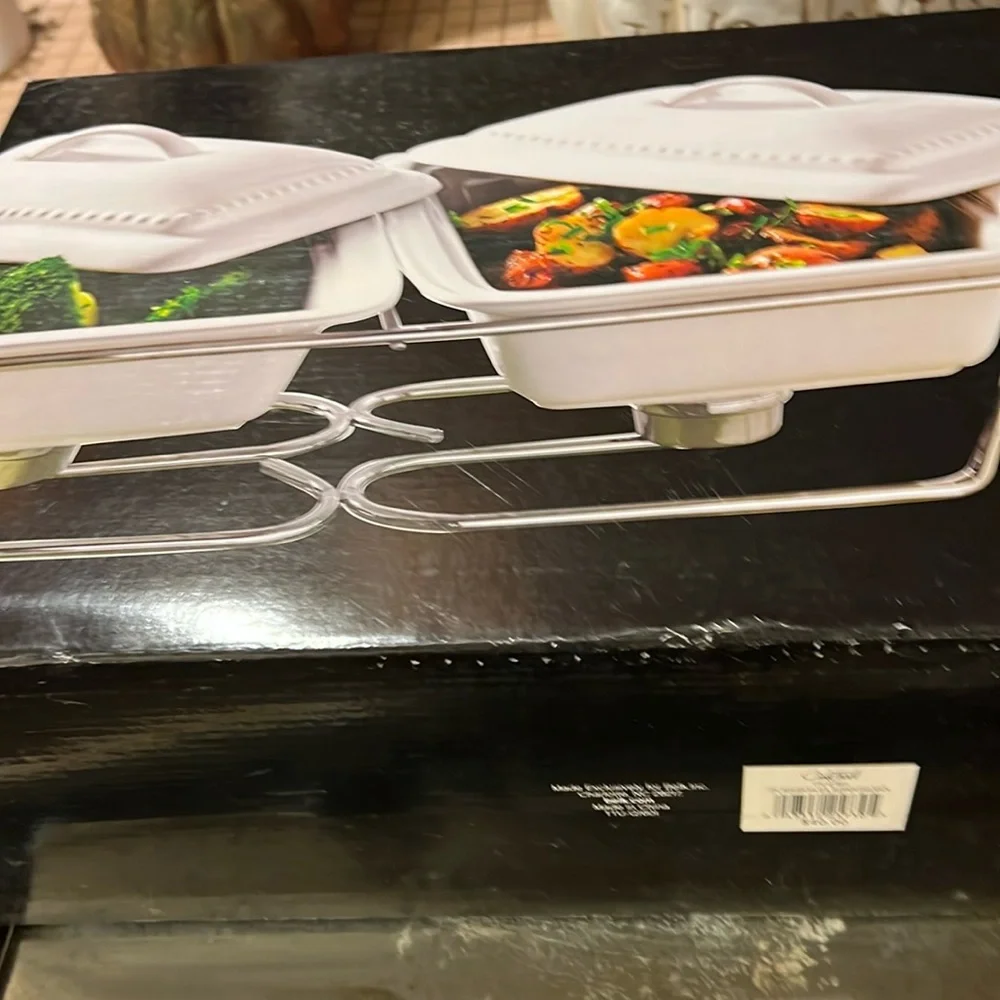 NEW BOXED TWO SECTION RECTANGULAR BUFFET SERVER ! - Picture 1 of 8